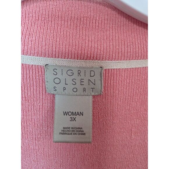Sigrid Olsen Women Pink w/White Trim Silk Blend 2 Piece Top/Cardigan Set size 3X - Picture 5 of 8